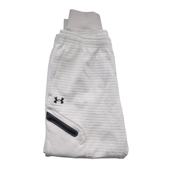 Under Armour Unstoppable Fleece Grid Joggers Mens Sweatpants Off White NWT - Picture 6 of 10